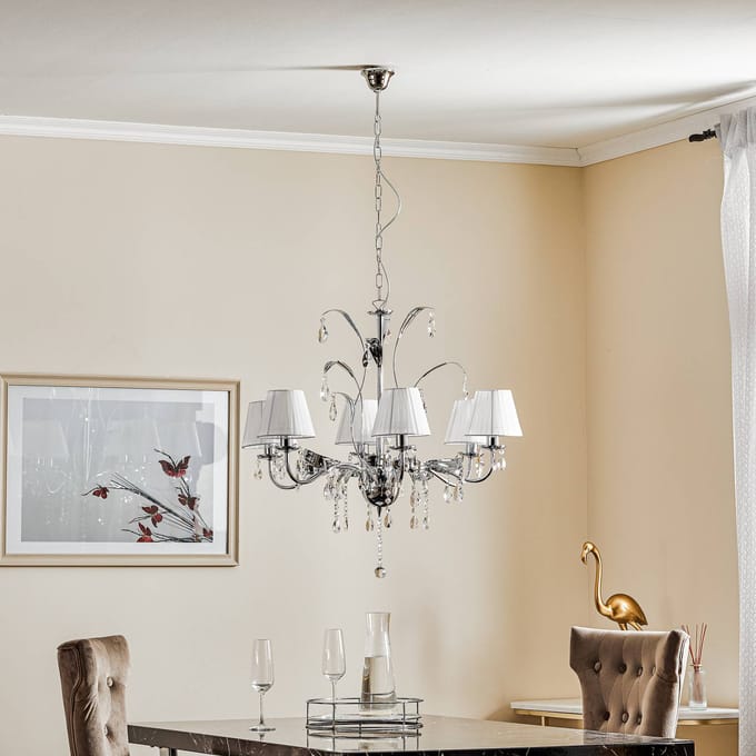 ONLI Kroonluchter Jacqueline, 6-lamps, wit