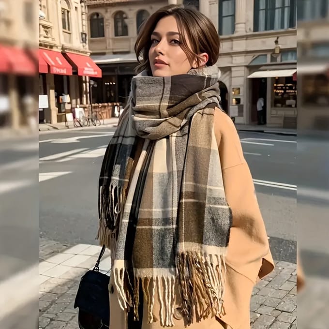 Livé® Koffie Sjaal – Warme Polyester Nekdoek voor Herfst & Winter