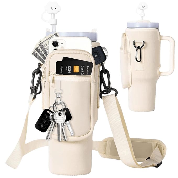 Waterfles draagtas Verstelbare schouderband Waterfleshouder Tas met telefoonvak Bekeraccessoires