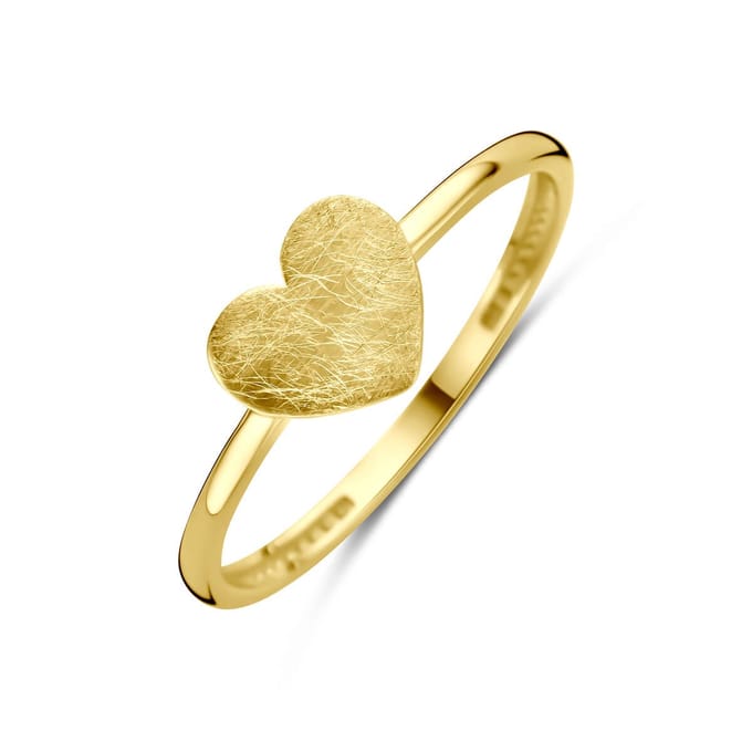 14K Geelgouden Ring Hartje Poli/Mat 4034330