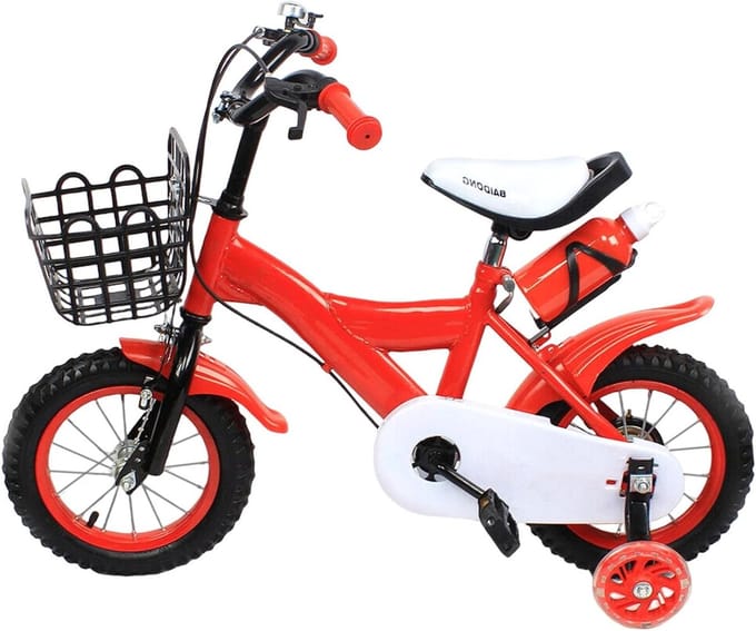 Kinderfiets - Loopfiets - Buiten spelen - Met mand - 12 inch - Rood