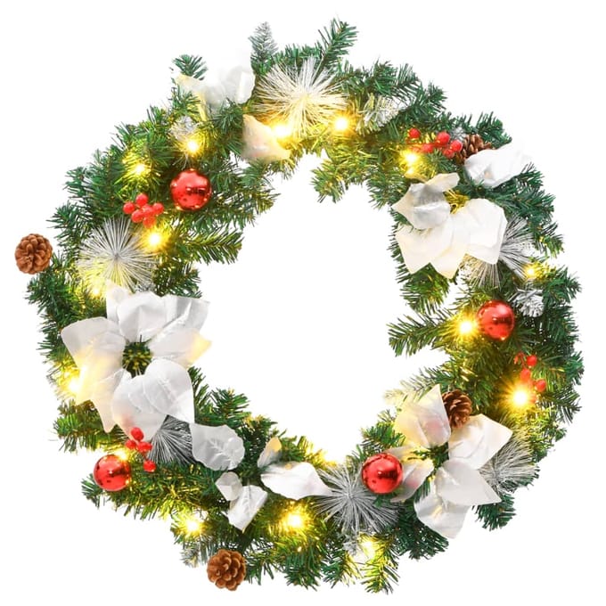 vidaXL - Kerstkrans - met - LED - lampjes - 60 - cm - PVC - groen