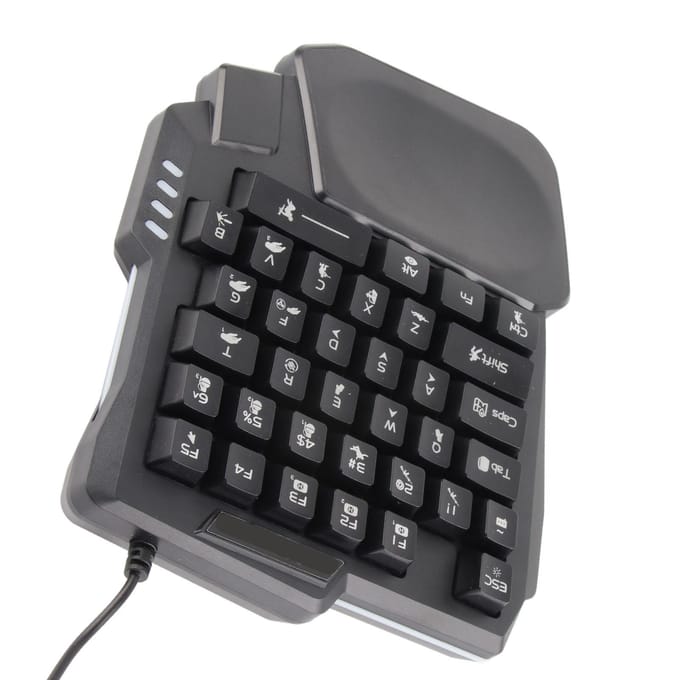 Eenhands Gaming Toetsenbord 35 Toetsen Waterdicht Brede Polssteun Zwart Eenhands Toetsenbord voor