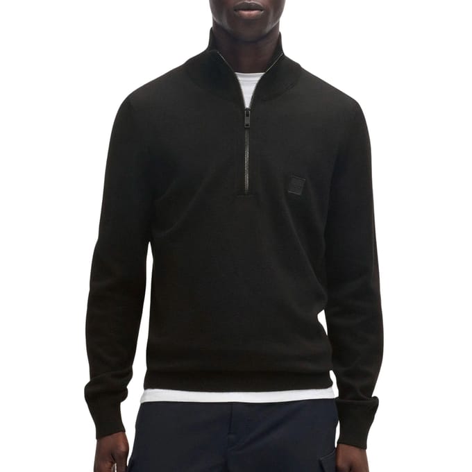BOSS Kanobix Half Zip Trui Zwart - Maat L - Heren - Quarter zip