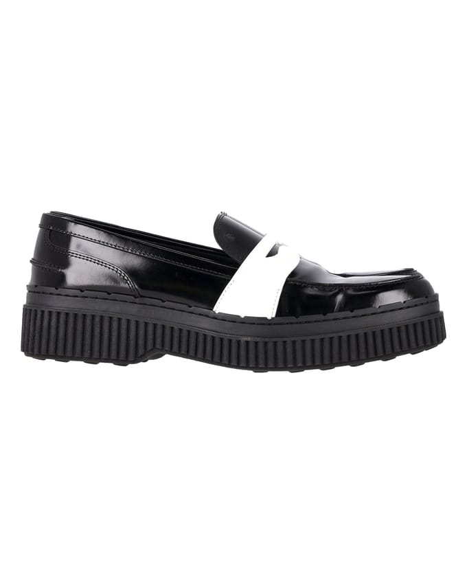 Tod's Platform Penny Loafers in Zwart Leer