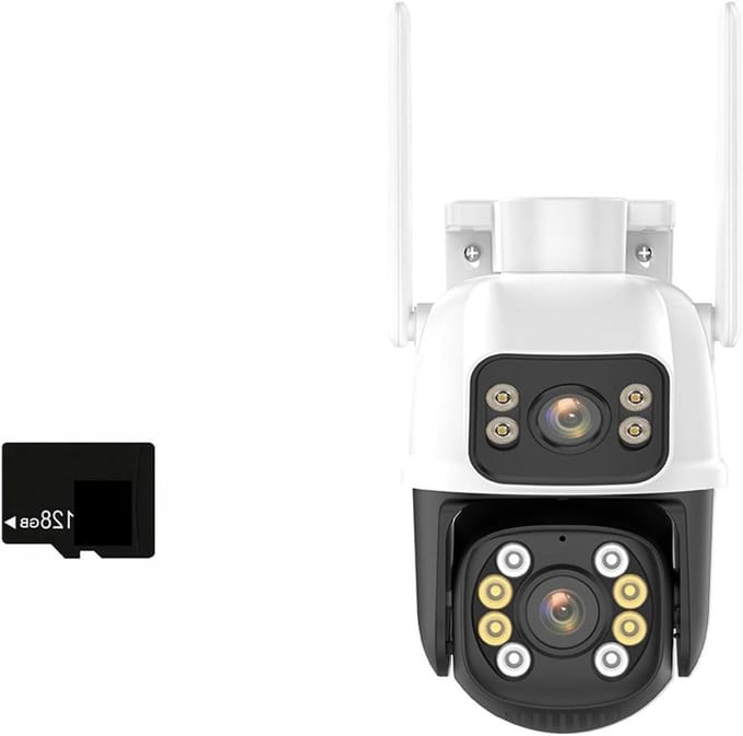 Beveiligingscamera - IP Camera - Huisbewaking - Dubbele Lens Dubbel Scherm - 8MP 4K - Wit