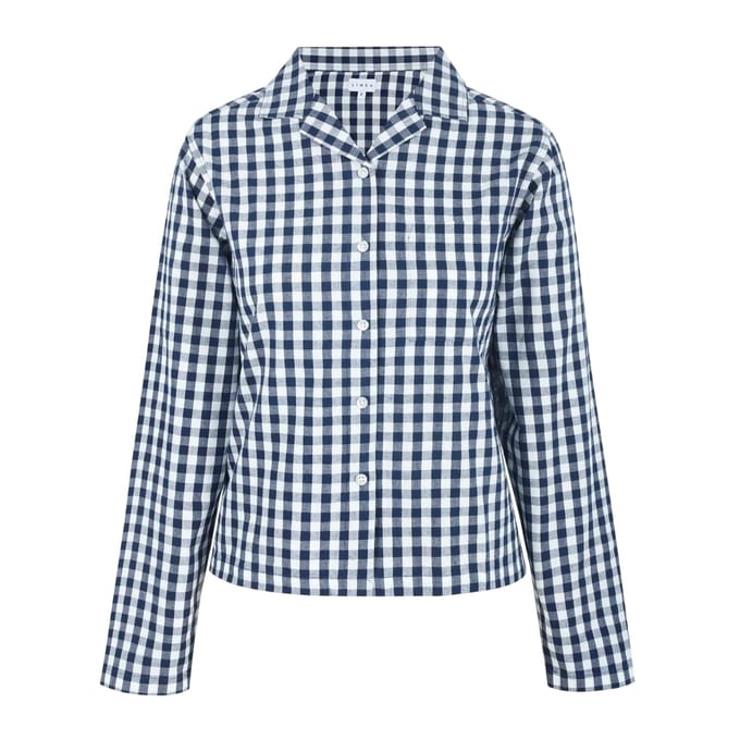 Linea Dames/Dames Gingham geruit, ontspannen overhemd met lange mouwen (Marine, Wit)