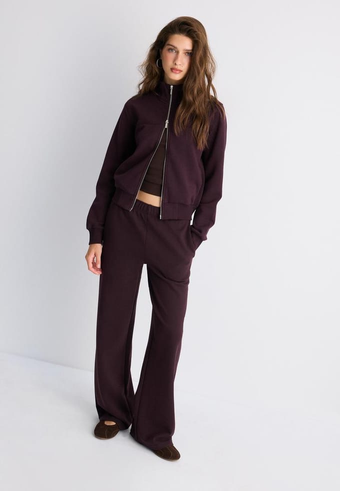 Stradivarius Wide-leg joggingbroek  Donkerpurper XXL
