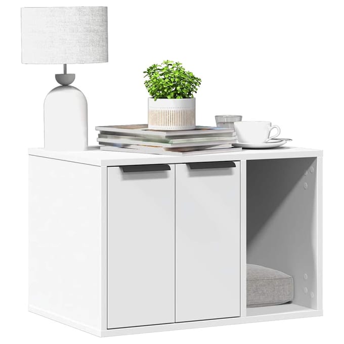 vidaXL - Kattenbakkast - 60x40x40 - cm - bewerkt - hout - wit
