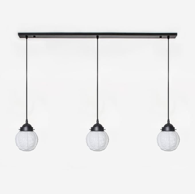 3 x Guimard Flower lampen aan plafondbalk Moonlight - Art Deco Trade