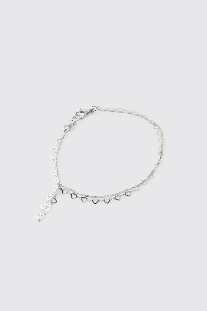 Layered Heart Jean Chain | Silver