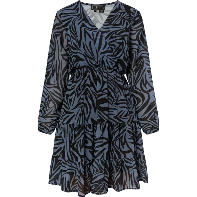 Faina Jurkje met zebraprint Dames grijs/zwart