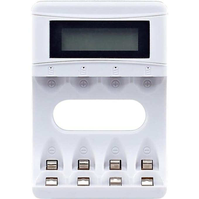 4-Slot Batterijlader met LCD-scherm voor AA AAA Ni-MH Oplaadbare Batterijen Slim Oplaadbaar wit