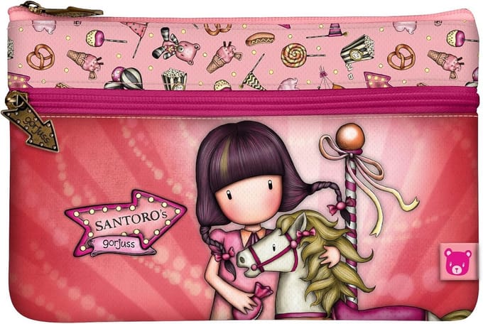 Plat etui met vakken Fairground Carousel voor school en hobby