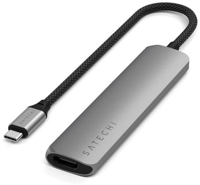 Satechi 7-in-1 USB-C Slim Multiport Adapter with Ethernet - Space Grey