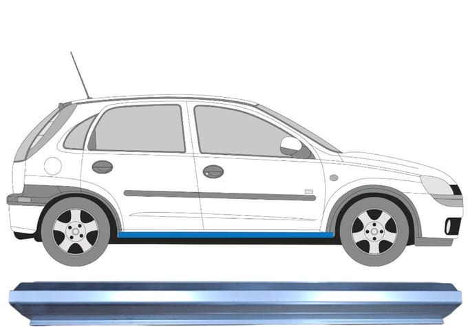 Reparatie dorpel voor Opel Corsa C 2000-2010 / Links = Rechts (symmetrisch)