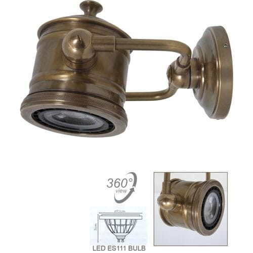 KS Verlichting Wandlamp Malibu Antiek Messing