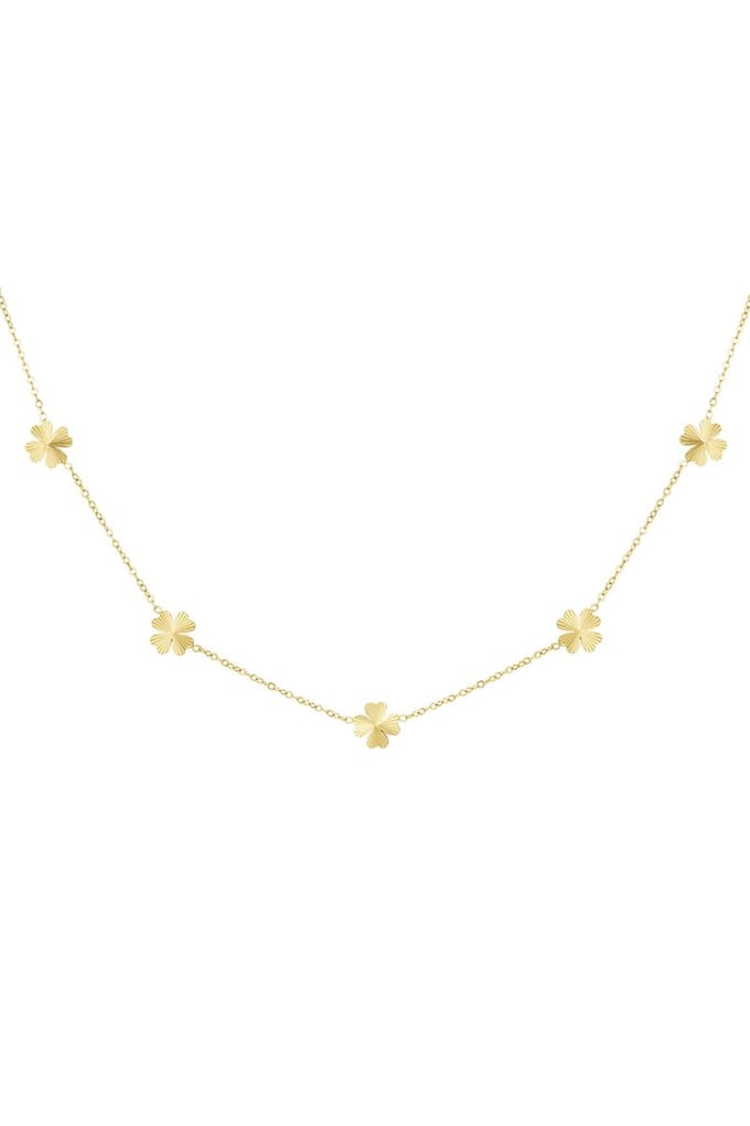 Leafy luck ketting - Goud kleur - Klavertjes-Stainless-Steel-Waterproof
