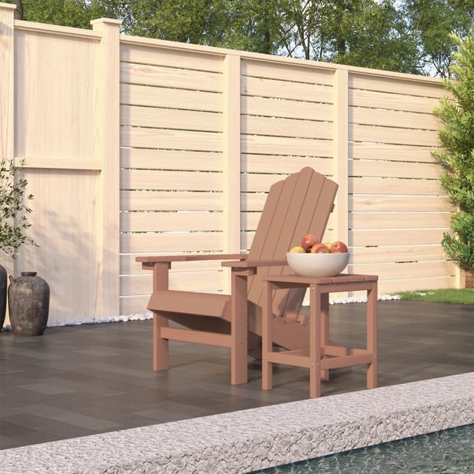 vidaXL - Tuinstoel - Adirondack - met - tafel - HDPE - bruin