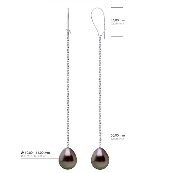 Oorbellen Echte Gecultiveerde Tahiti Parel Peer 10-11 mm