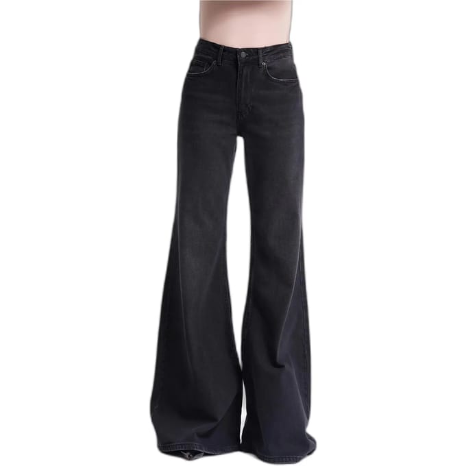 It's Basic - Flare Mid Rise Jeans - SOFT BLACK