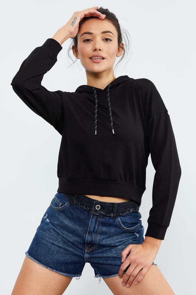 Ontspannen Hoodie Sweatshirt met Strikdetail