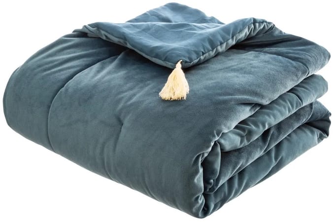 Atmosphera Bedsprei deken Sonia - fluweel blauw - 80 x 180 cm - polyester - extra dik - plaid