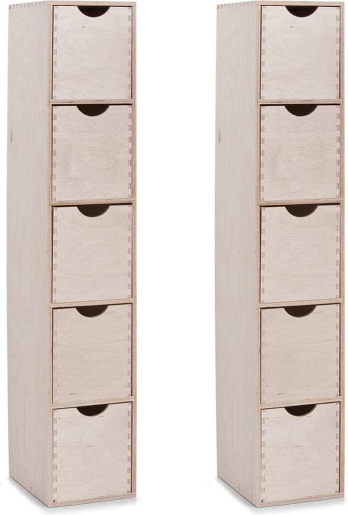 Zeller ladeblok bureau - 2x - 5 lades - 21 x 18 x 87 cm - hout