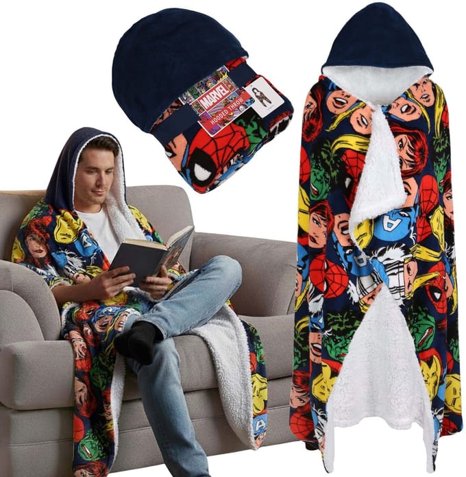 MARVEL Avengers Warme deken, dikke deken met capuchon, SHERPA deken-sweatshirt 120x150cm