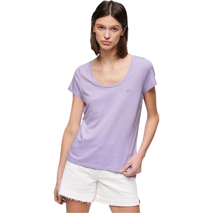 Superdry SCOOP NECK TEE Dames - Paars - Maat S