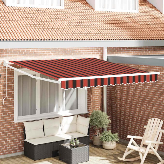 vidaXL - Uitschuifbare - luifel - Oranje - en - Bruin - 350 - x - 250 - x - 165 - cm