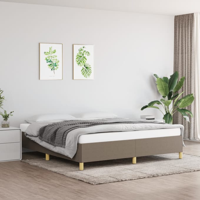vidaXL - Boxspring - bed - stof - taupe - 180x200 - cm
