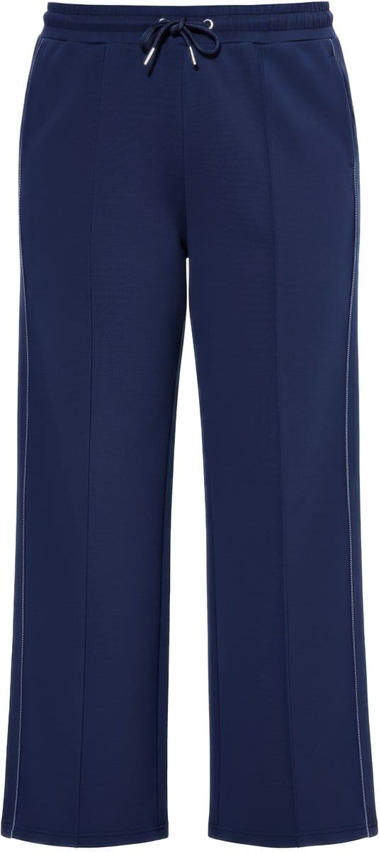 Studio Untold - Dames - Joggingbroek wijde pijpen gebiesde streep hoge taille - Marine - Maat 54+