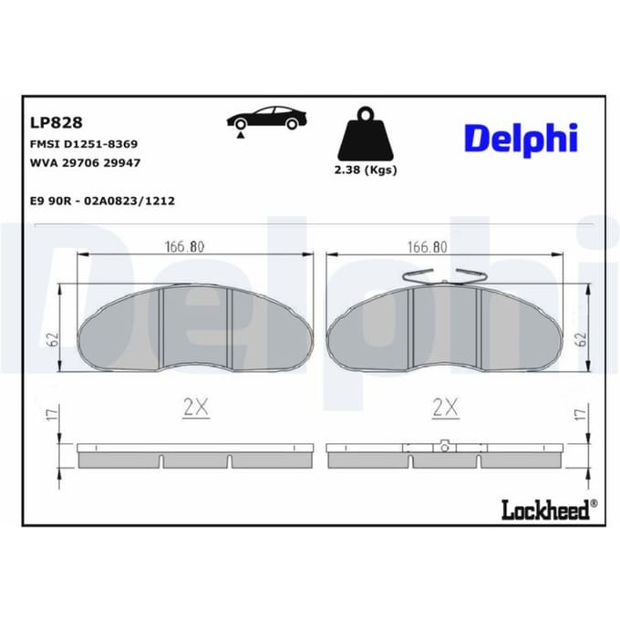 Remblokset DELPHI LP828, voor