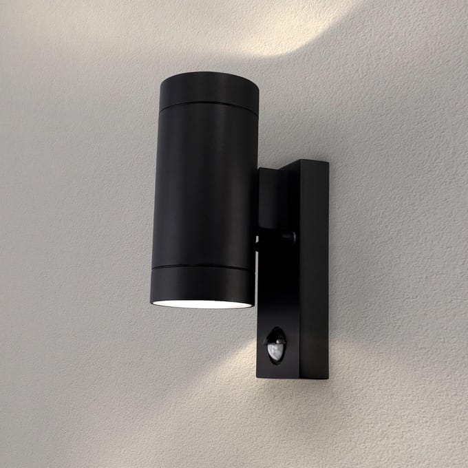 LED wandlamp buiten met bewegingssensor - zwart aluminium up & down verlichting