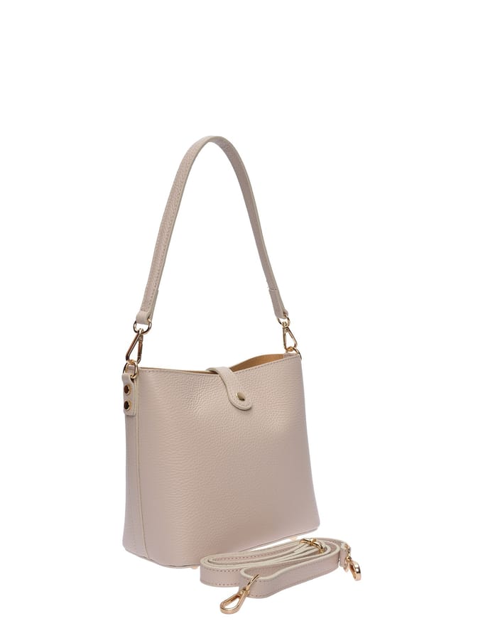 Roberta M Beige Rundleer Tas