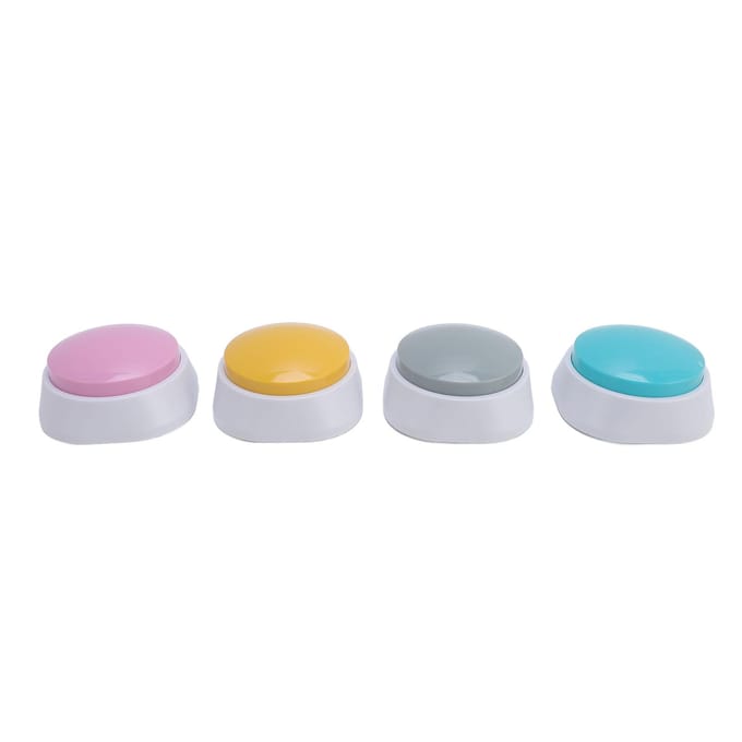 4PCS Buzzer d'entraînement pour animaux de compagnie Son clair Chats Chiens Buzzer d'enregistrement vocal pour chiots chatons white