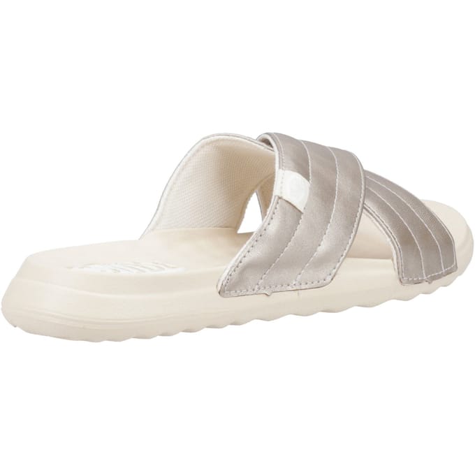 HEYDUDE Christi Slide Distressed Polyurethaan Vrouwen Metallic Sandalen