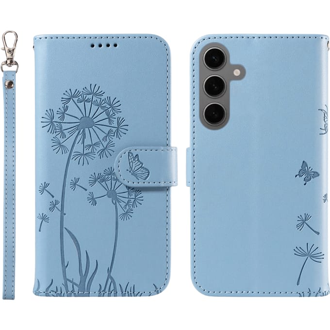 Comfycase Samsung S25 / S24 Dandelion Bookcase Hoesje Lichtblauw