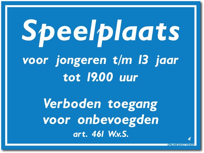 Speelplaats bord - Gebod - Forex - 40 x 30 cm - Weerbestendig