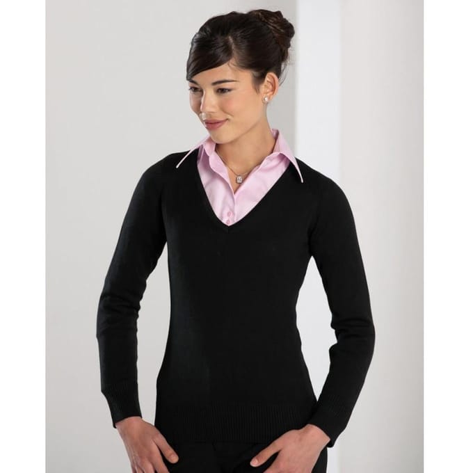 Russell Collectie Dames/Dames V-hals gebreide trui (Zwart)