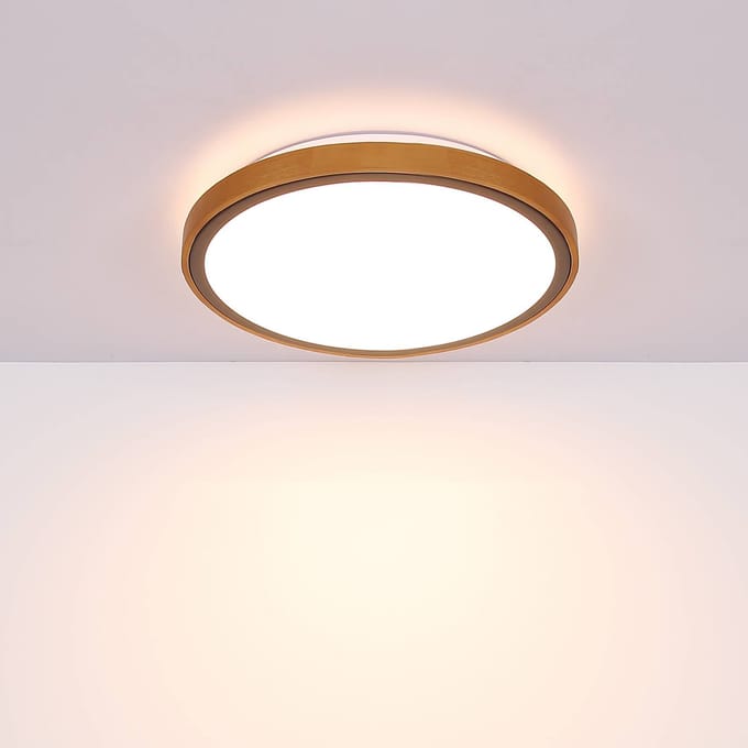 Globo Bruno LED plafondlamp met houten frame CCT Ø 30 cm