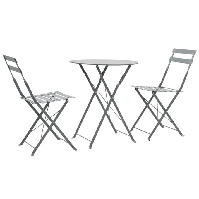 vidaXL - 3-delige - Bistroset - staal - grijs