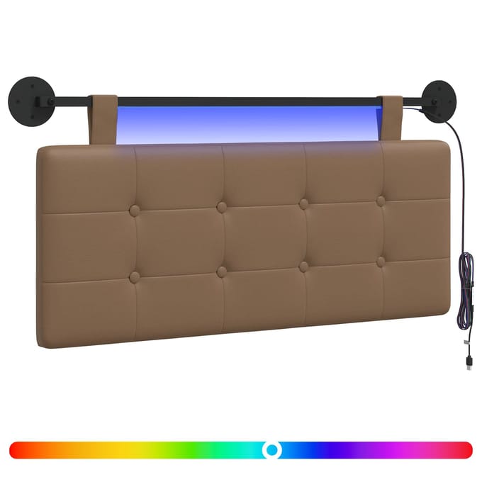 vidaXL - Hangend - hoofdbord - Met - LED-verlichting - Cappuccino - Kunstleer
