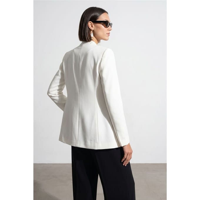 Dames Slim Fit Crepe Blazer Jas