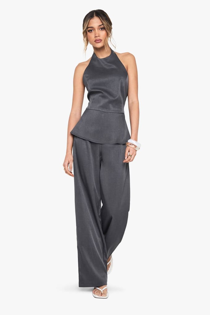 boohoo Dames Tailored High Neck Waistcoat Jumpsuit | Grijs | Maat: 44