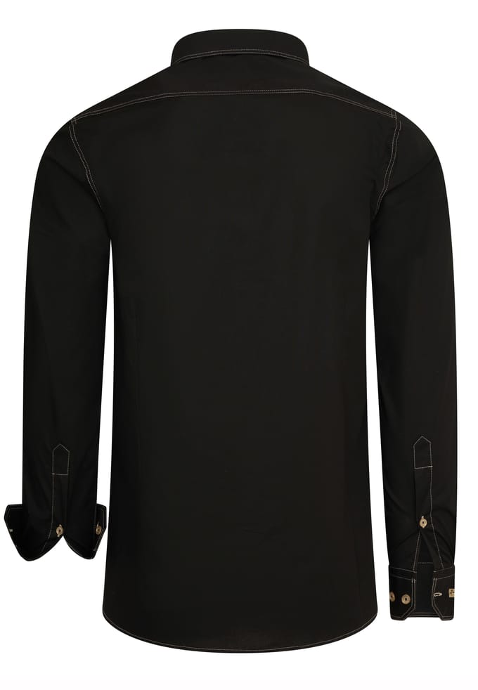 Slim fit overhemd met lange mouwen en contrasterende stiksels