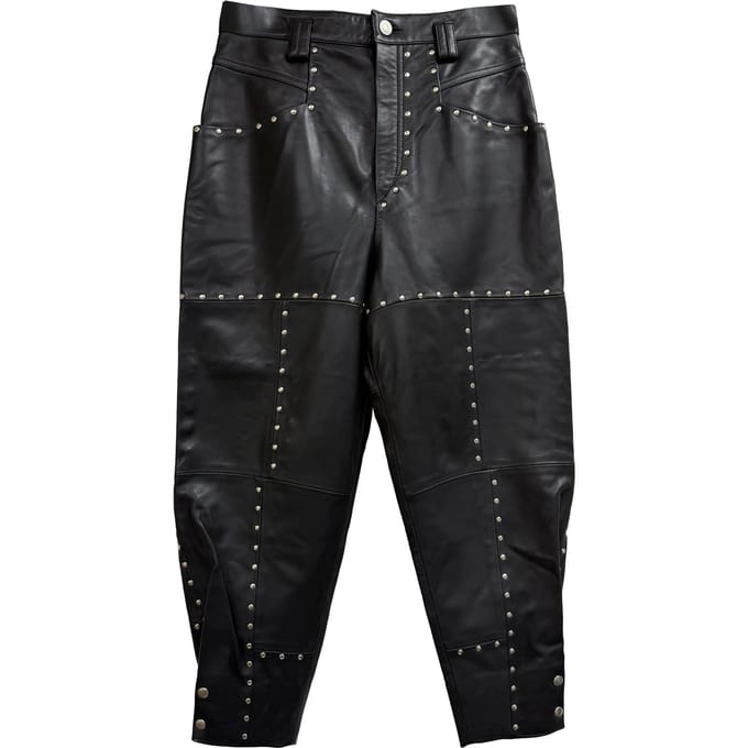 Isabel Marant Viamao taps toelopende broek met studs in zwart leer
