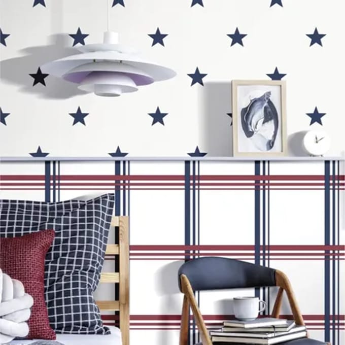 Noordwand - Behang - Friends - & - Coffee - Little - Stars - blauw - en - wit