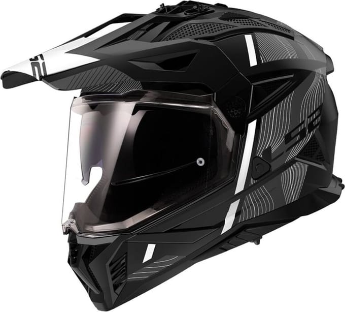 LS2 MX702 Pioneer II Hill Mat Zwart Wit Adventure Helm - Helm